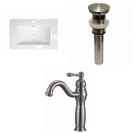 American Imaginations 23.75" W 1 Hole Ceramic Top Set In White Color, Overflow Drain Incl. AI-29548